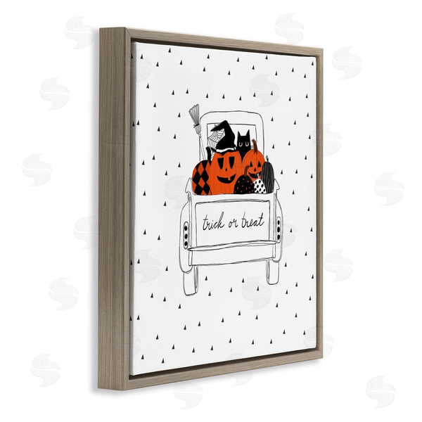 Stupell Industries Amylee Weeks | Trick Or Treat Truck Pumpkins Doodle Style Drawing Wall Art