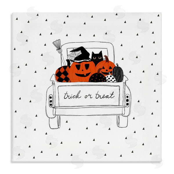 stupell industries Amylee Weeks | Trick Or Treat Truck Pumpkins Doodle Style Drawing Wall Art