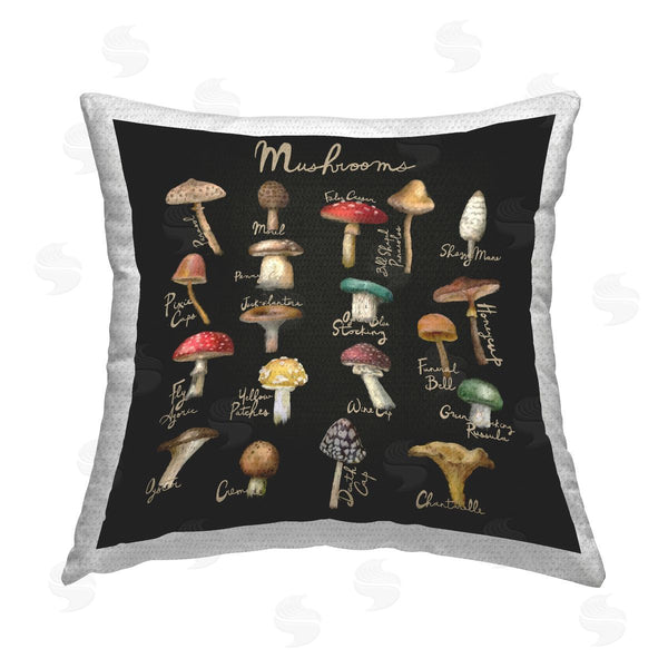 Stupell Industries Amylee Weeks | Various Mushroom Types Botanicals Printed Throw Pillow