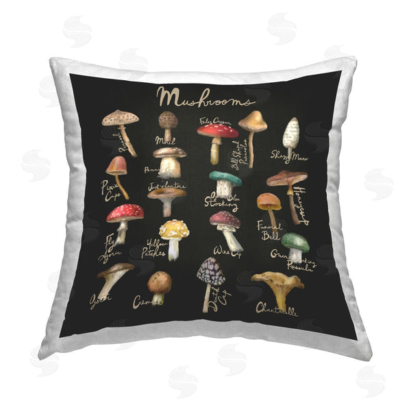 stupell industries Amylee Weeks | Various Mushroom Types Botanicals Printed Throw Pillow