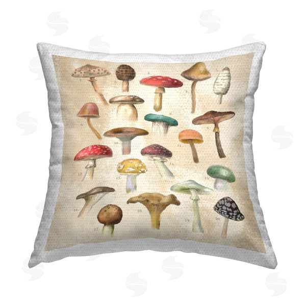 Stupell Industries Amylee Weeks | Vintage Mushroom Species Study Printed Throw Pillow