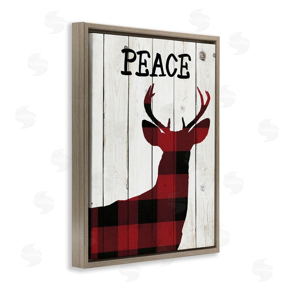 Stupell Industries Andi Metz | Checker Plaid Reindeer Rustic Peace Wall Art