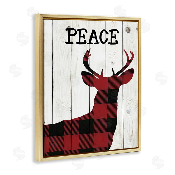 Stupell Industries Andi Metz | Checker Plaid Reindeer Rustic Peace Wall Art
