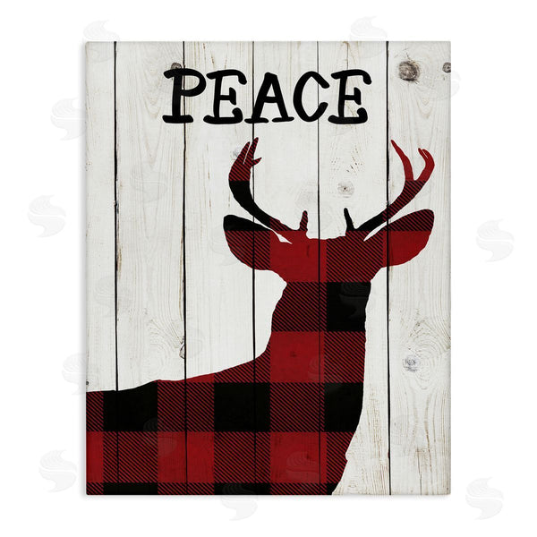 stupell industries Andi Metz | Checker Plaid Reindeer Rustic Peace Wall Art