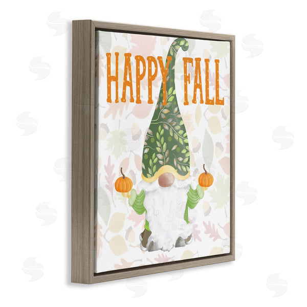Stupell Industries Andi Metz | Happy Fall Patterned Gnome Holding Orange Pumpkins Wall Art