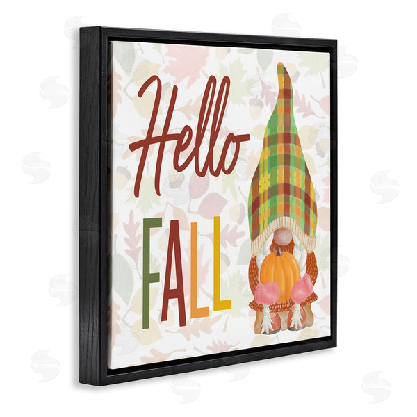 Stupell Industries Andi Metz | Hello Fall Cozy Tartan Gnome Holding Pumpkin Wall Art