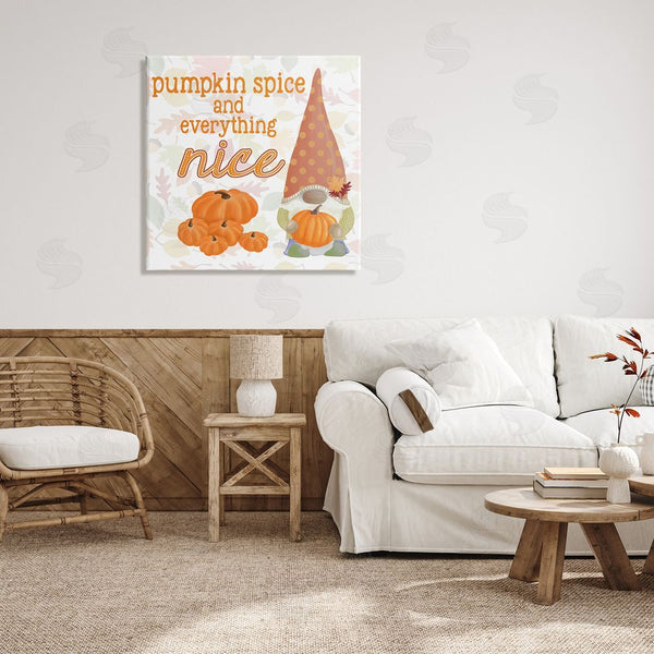 Stupell Industries Andi Metz | Pumpkin Spice Garden Gnome Patterned Autumn Botanicals Wall Art