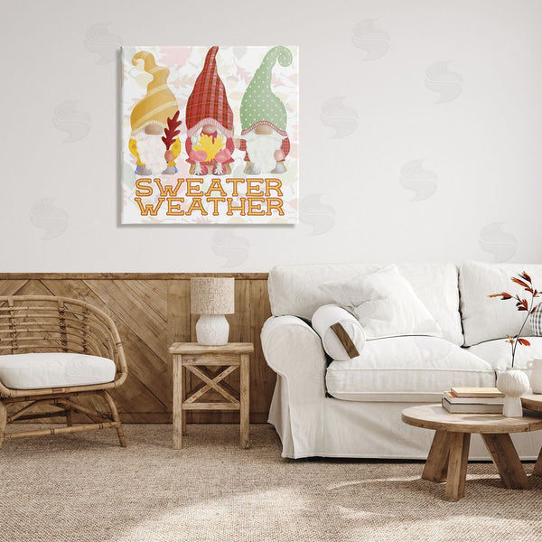 Stupell Industries Andi Metz | Sweater Weather Warmly Dressed Gnomes Leaf Pattern Wall Art