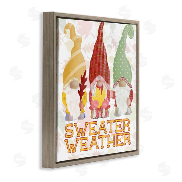 Stupell Industries Andi Metz | Sweater Weather Warmly Dressed Gnomes Leaf Pattern Wall Art