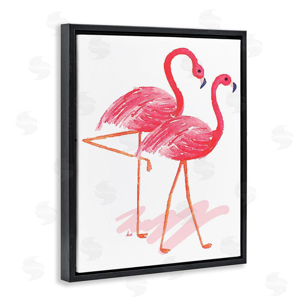 Stupell Industries Andi Metz | Tropical Pink Flamingo Pair Bird Couple Minimal Wall Art