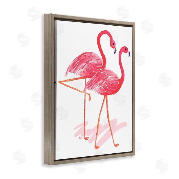 Stupell Industries Andi Metz | Tropical Pink Flamingo Pair Bird Couple Minimal Wall Art