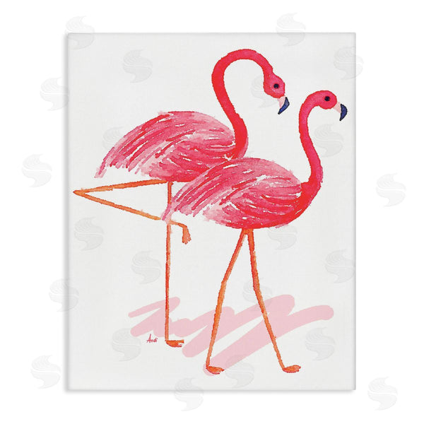 stupell industries Andi Metz | Tropical Pink Flamingo Pair Bird Couple Minimal Wall Art