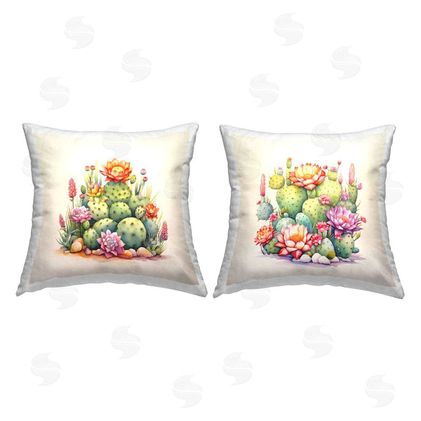 stupell industries Andrea Haase | Blooming Cacti Plants Printed Throw Pillow Set