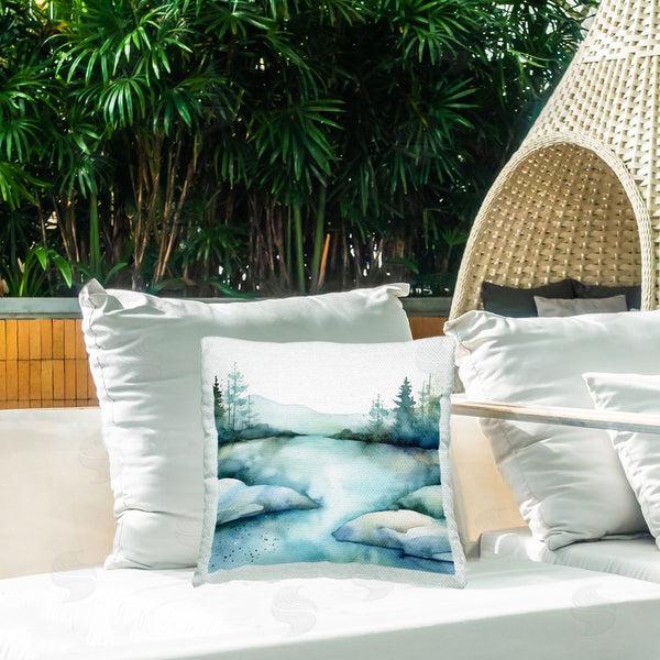 Stupell Industries Andrea Haase | Blue Pond Landscape Printed Throw Pillow