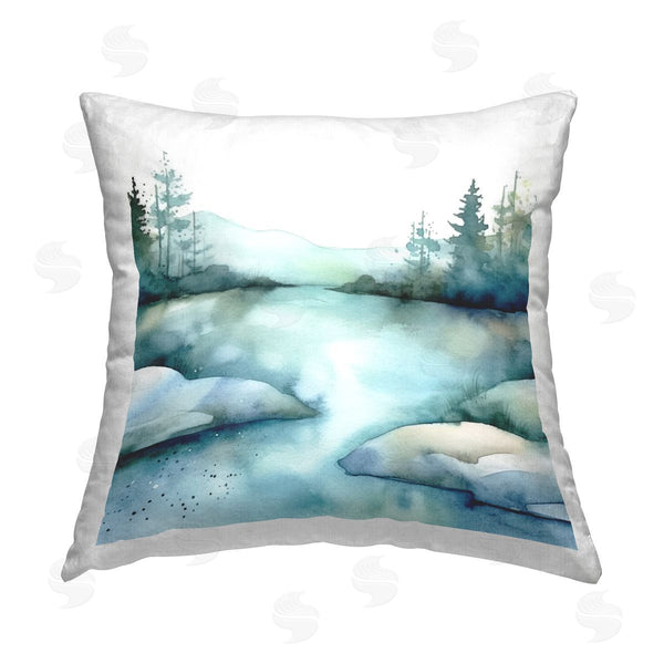 stupell industries Andrea Haase | Blue Pond Landscape Printed Throw Pillow