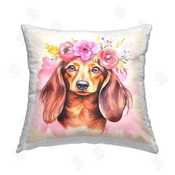 stupell industries Andrea Haase | Boho Wiener Dog Dachshund Printed Throw Pillow