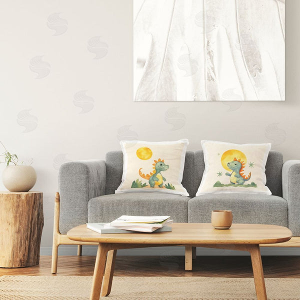 Stupell Industries Andrea Haase | Dinosaur Baby With Moon Printed Throw Pillow Set