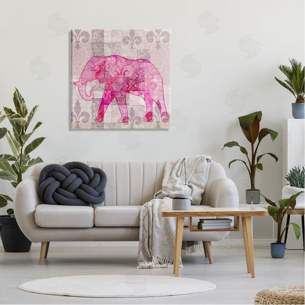 Stupell Industries Andrea Haase | Fleur De Lis Pink Elephant Pattern Wall Art