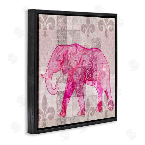 Stupell Industries Andrea Haase | Fleur De Lis Pink Elephant Pattern Wall Art