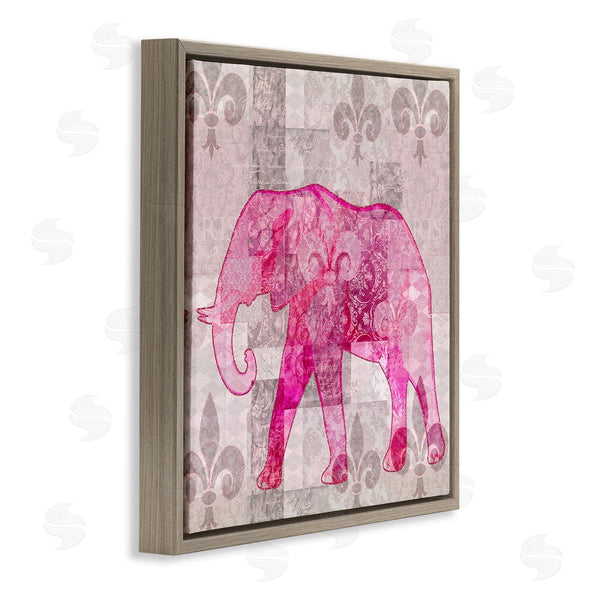 Stupell Industries Andrea Haase | Fleur De Lis Pink Elephant Pattern Wall Art