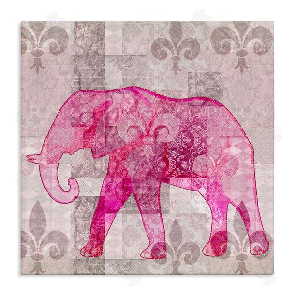 stupell industries Andrea Haase | Fleur De Lis Pink Elephant Pattern Wall Art