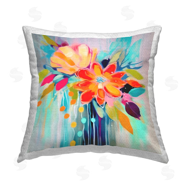 Stupell Industries Andrea Haase | Flowers With Drip Pattern Printed Throw Pillow