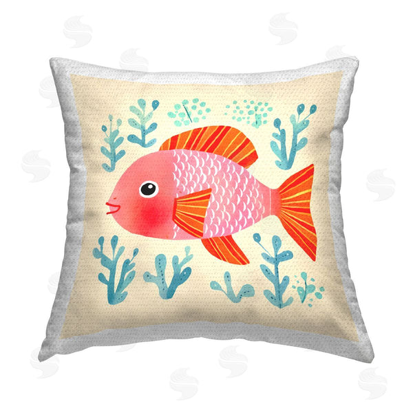 Stupell Industries Andrea Haase | Happy Fish & Seaweed Sprigs Printed Throw Pillow