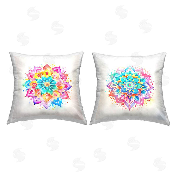 stupell industries Andrea Haase | Magic Bright Hued Mandala Printed Throw Pillow Set