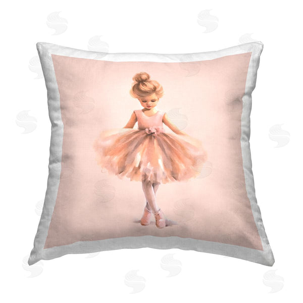 stupell industries Andrea Haase | Pink Ballerina Girl Printed Throw Pillow