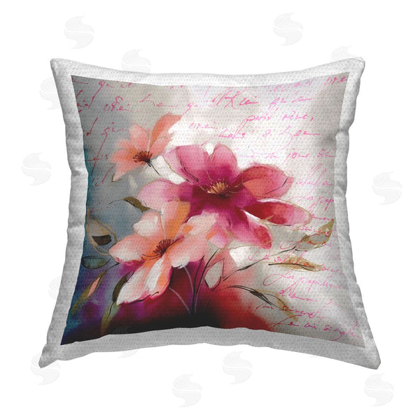 Stupell Industries Andrea Haase | Pink Blooms & Words Printed Throw Pillow