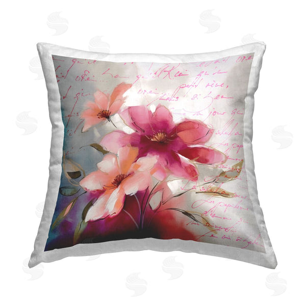stupell industries Andrea Haase | Pink Blooms & Words Printed Throw Pillow