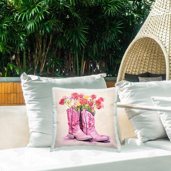 Stupell Industries Andrea Haase | Pink Blossom Boots Printed Throw Pillow