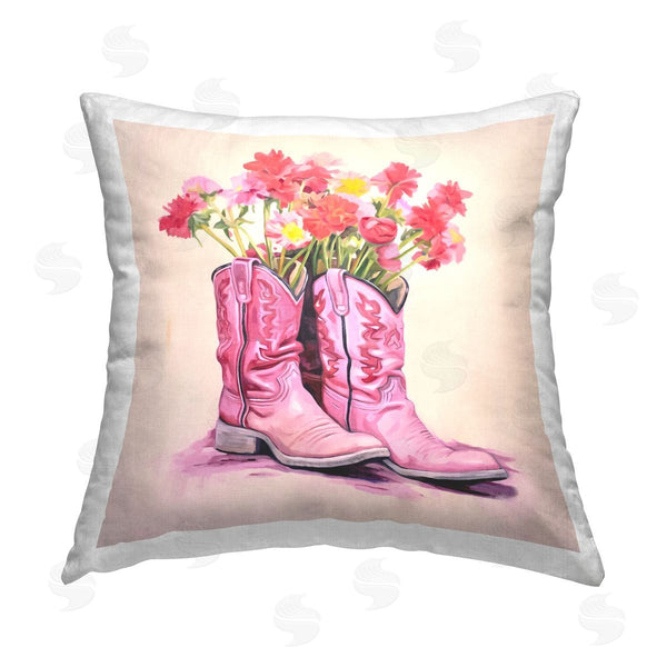 stupell industries Andrea Haase | Pink Blossom Boots Printed Throw Pillow