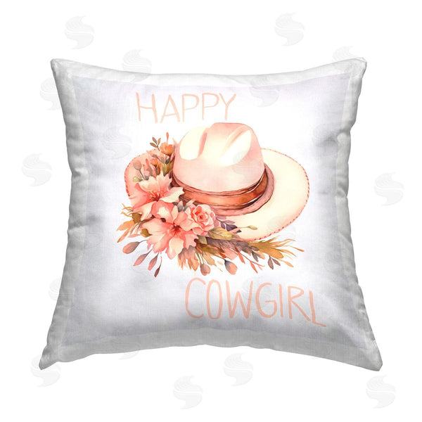 stupell industries Andrea Haase | Pink Cowgirl Boots Howdy Printed Throw Pillow