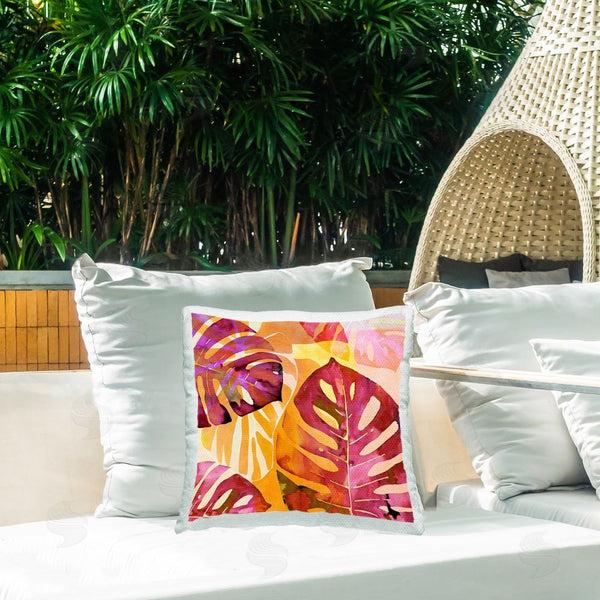 Stupell Industries Andrea Haase | Pink & Orange Leaves Printed Throw Pillow