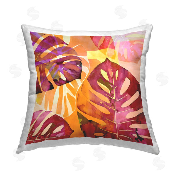 stupell industries Andrea Haase | Pink & Orange Leaves Printed Throw Pillow