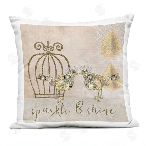 Stupell Industries Andrea Haase | Sparkle & Shine Birds Patterned Printed Throw Pillow