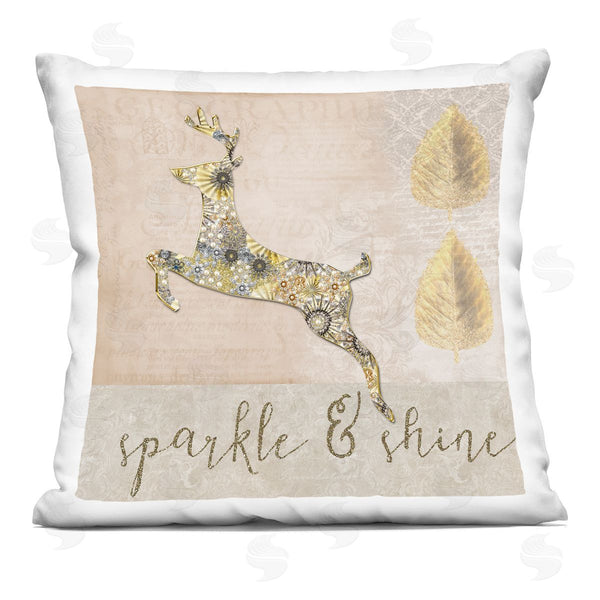 stupell industries Andrea Haase | Sparkle & Shine Jumping Deer Printed Throw Pillow