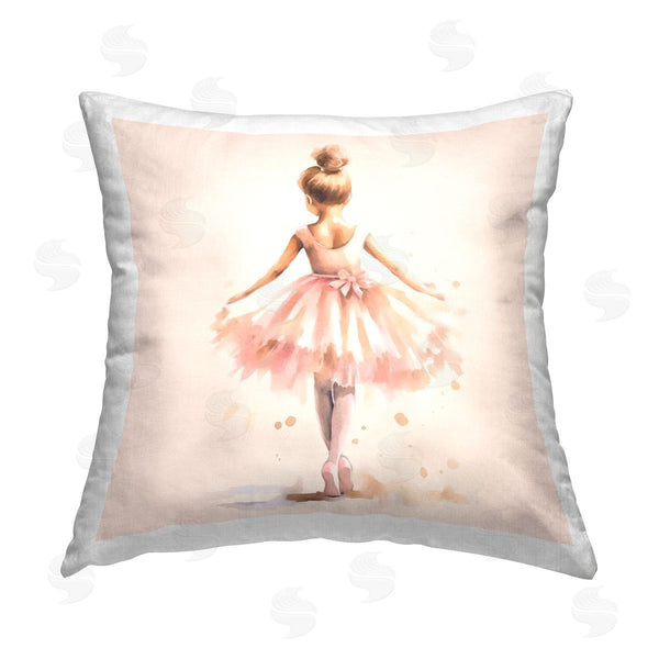stupell industries Andrea Haase | Stepping Ballerina in Tutu Printed Throw Pillow