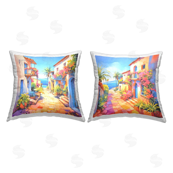 stupell industries Andrea Haase | Summer Island Landscape Printed Throw Pillow Set
