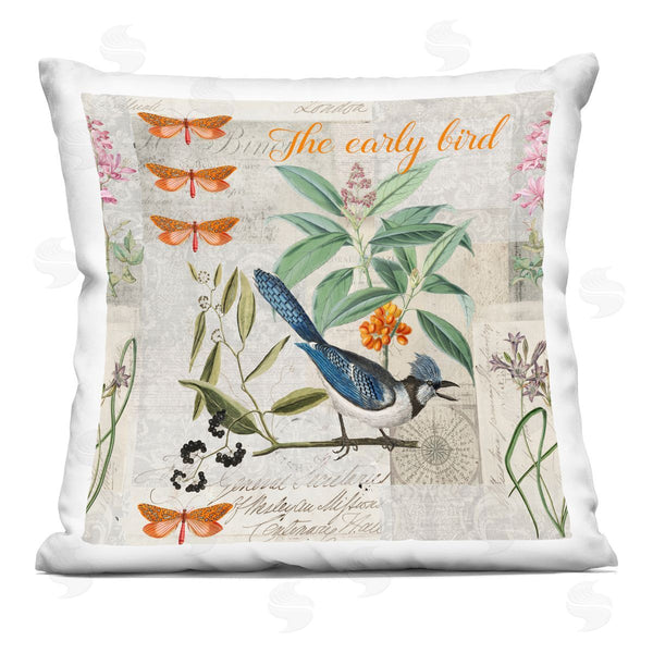 stupell industries Andrea Haase | The Early Bird Woodland Collage Printed Throw Pillow
