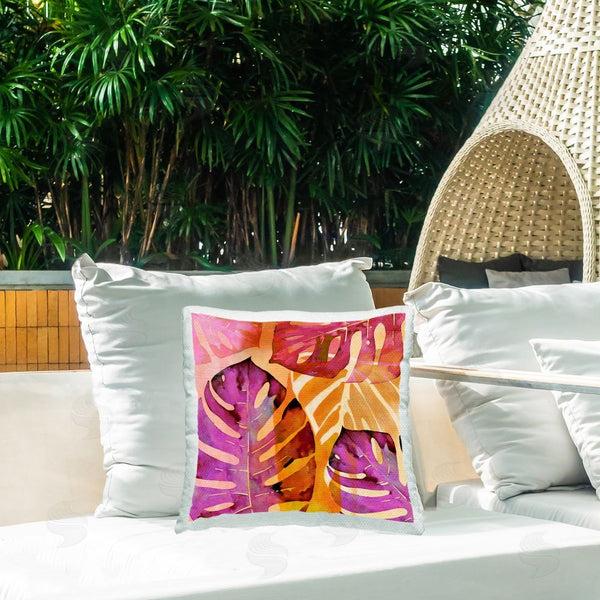 Stupell Industries Andrea Haase | Tropical Leaf Collage Printed Throw Pillow
