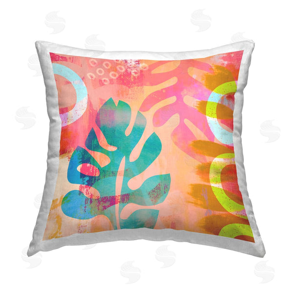stupell industries Andrea Haase | Tropical Leaf Shapes Printed Throw Pillow