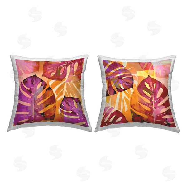 Stupell Industries Andrea Haase | Tropical Overlapping Leaves Printed Throw Pillow Set