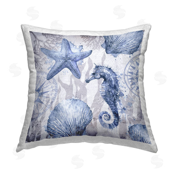 Stupell Industries Andrea Haase | Vintage Collaged Sea Life Printed Throw Pillow