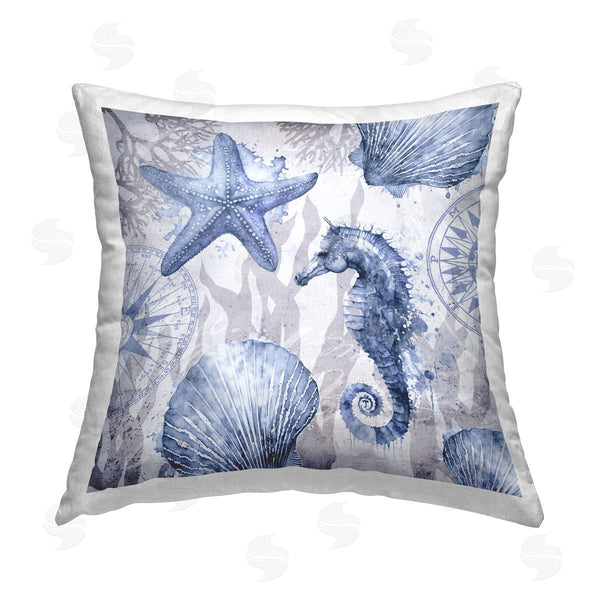 stupell industries Andrea Haase | Vintage Collaged Sea Life Printed Throw Pillow