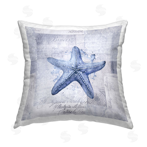 stupell industries Andrea Haase | Vintage Collaged Starfish Printed Throw Pillow