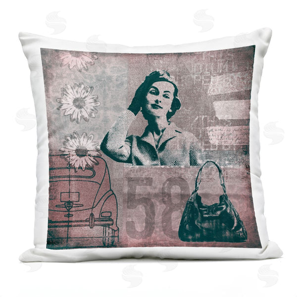 Stupell Industries Andrea Haase | Vintage Floral Fashion Collage Printed Throw Pillow