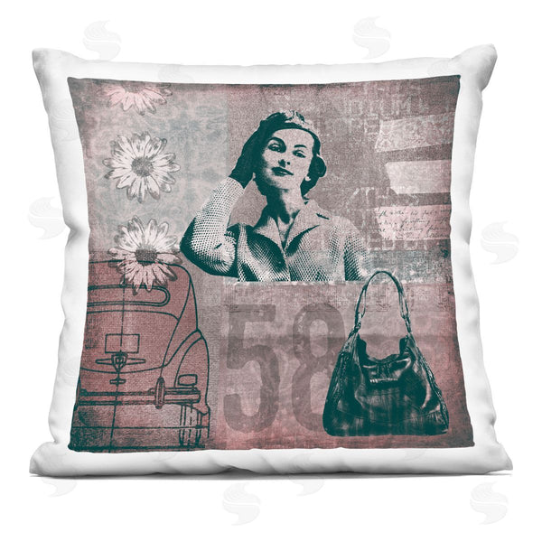 stupell industries Andrea Haase | Vintage Floral Fashion Collage Printed Throw Pillow