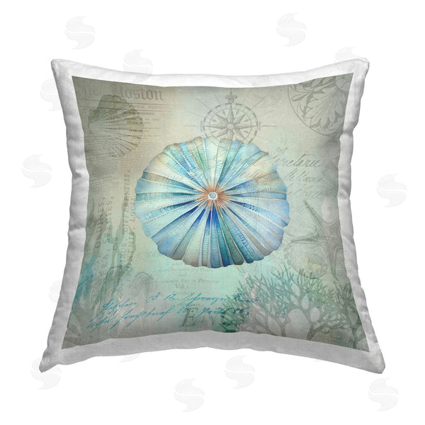 stupell industries Andrea Haase | Vintage Nautical Sea Urchin Printed Throw Pillow